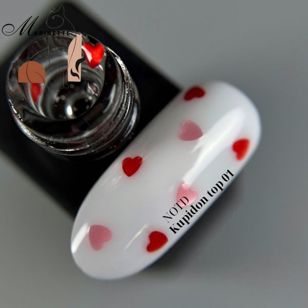 Top Nails Of The Day Kupidon Top 01 cu inimioare roșii și roz 10 ml NOTD_404 foto