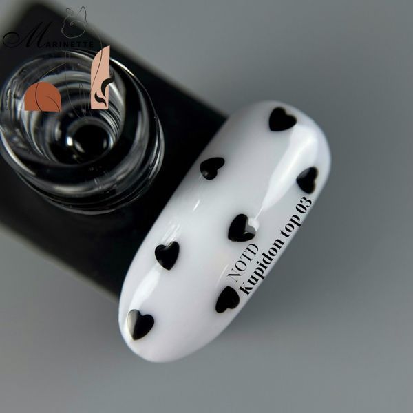 Top Nails Of The Day Kupidon Top 03 cu inimioare negre 10 ml NOTD_406 foto