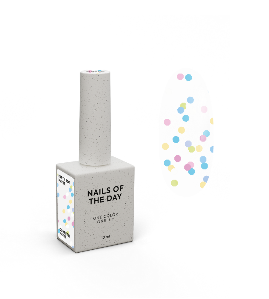 Top Nails Of The Day Party top mat mat cu hexagoane 10 ml NOTD_255 foto