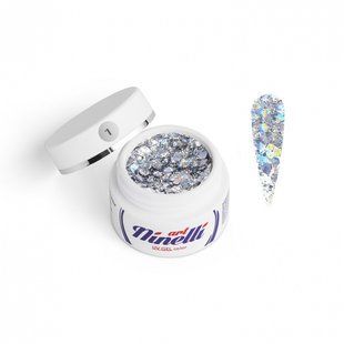 UV гель Glitter от Ninelli 1 серебро с шестигранниками 5 г 5979 фото