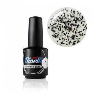 UV Finish Gloss от Ninelli топ 01 с черными частичками разной формы, без липкого слоя  15 мл 5599 фото