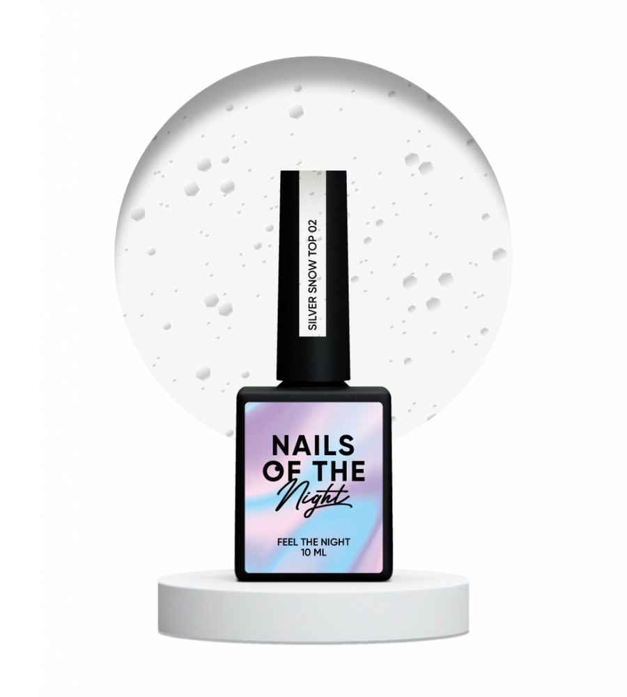 Top Nails Of The Night Silver Snow top 02 cu hexagoane metalice 10 ml NOTD_294 foto