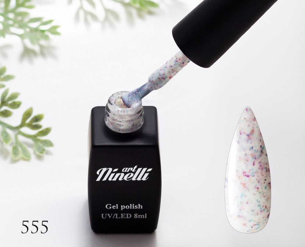 Гель-лак ArtNinelli молочно-розовая с поталью   555. Объем 8ml 341 фото