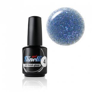 UV Finish Gloss от Ninelli 4 текстура которого сияет тысячами мельчайших голубых  блесток.15мл 4597 фото