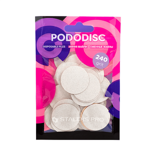 Сменные файлы PODODISC STALEKS PRO L240 грит 50 шт белые для педикюрного диска   PDF-25-240w фото